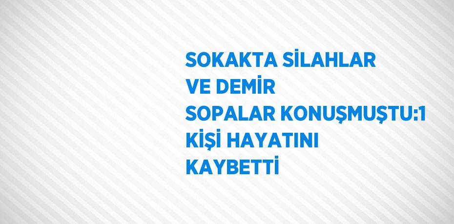 SOKAKTA SİLAHLAR VE DEMİR SOPALAR KONUŞMUŞTU:1 KİŞİ HAYATINI KAYBETTİ