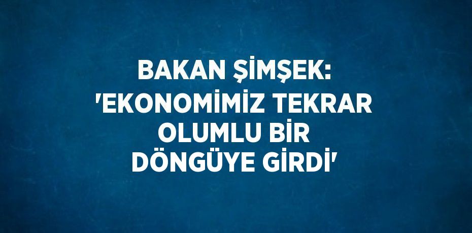 BAKAN ŞİMŞEK: 'EKONOMİMİZ TEKRAR OLUMLU BİR DÖNGÜYE GİRDİ'