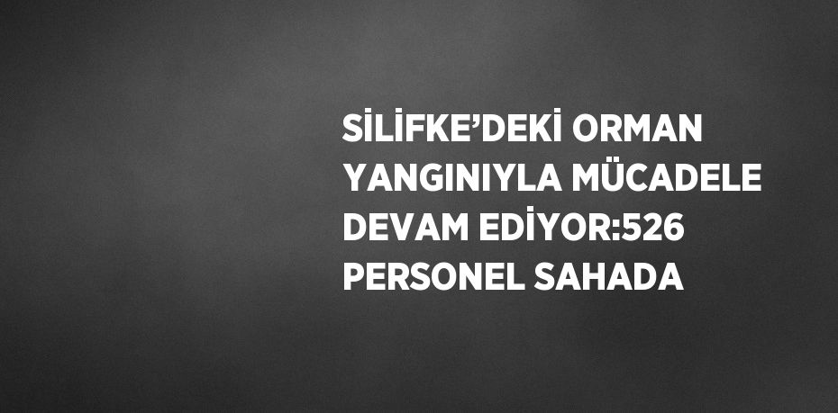 SİLİFKE’DEKİ ORMAN YANGINIYLA MÜCADELE DEVAM EDİYOR:526 PERSONEL SAHADA