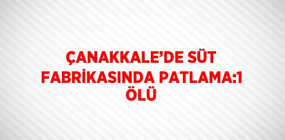 ÇANAKKALE’DE SÜT FABRİKASINDA PATLAMA:1 ÖLÜ