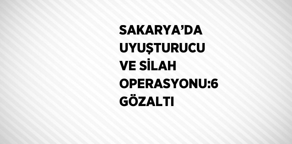 SAKARYA’DA UYUŞTURUCU VE SİLAH OPERASYONU:6 GÖZALTI