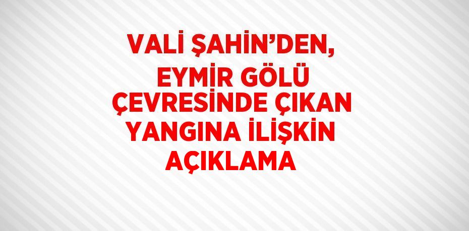 VALİ ŞAHİN’DEN, EYMİR GÖLÜ ÇEVRESİNDE ÇIKAN YANGINA İLİŞKİN AÇIKLAMA
