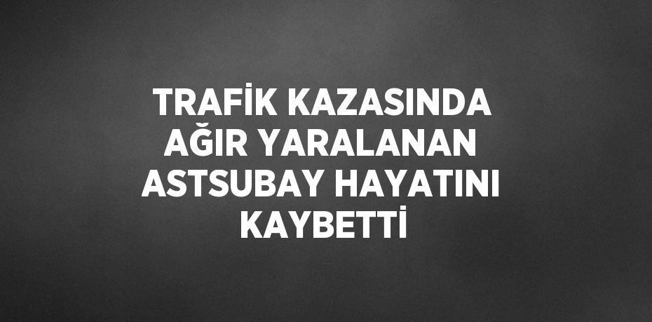 TRAFİK KAZASINDA AĞIR YARALANAN ASTSUBAY HAYATINI KAYBETTİ