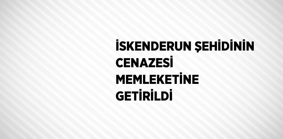 İSKENDERUN ŞEHİDİNİN CENAZESİ MEMLEKETİNE GETİRİLDİ