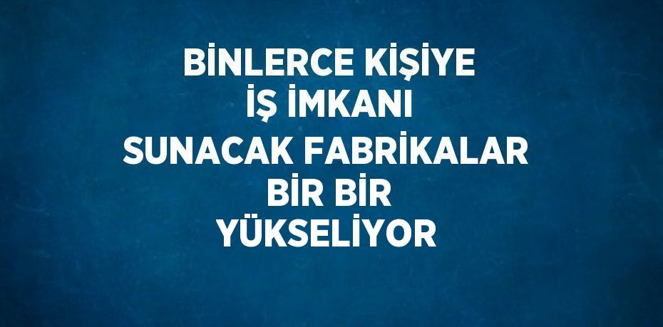 BİNLERCE KİŞİYE İŞ İMKANI SUNACAK FABRİKALAR BİR BİR YÜKSELİYOR