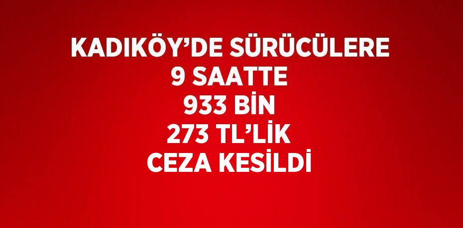 KADIKÖY’DE SÜRÜCÜLERE 9 SAATTE 933 BİN 273 TL’LİK CEZA KESİLDİ