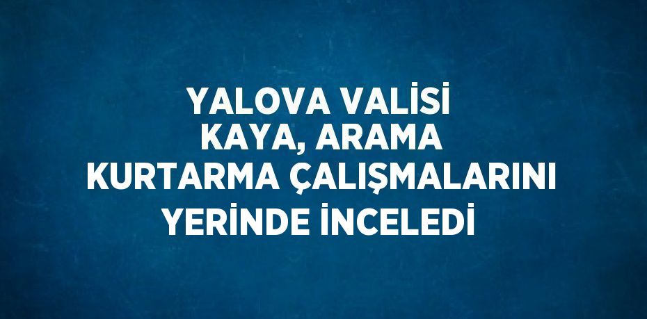 YALOVA VALİSİ KAYA, ARAMA KURTARMA ÇALIŞMALARINI YERİNDE İNCELEDİ