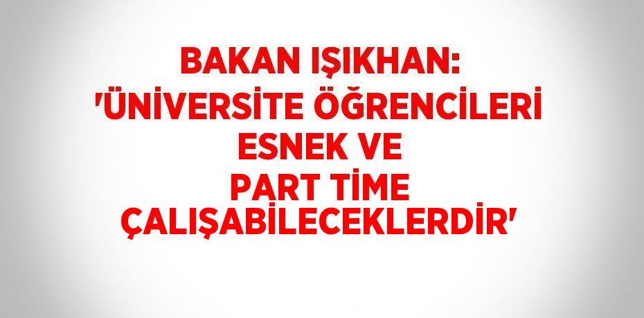 BAKAN IŞIKHAN: 'ÜNİVERSİTE ÖĞRENCİLERİ ESNEK VE PART TİME ÇALIŞABİLECEKLERDİR'