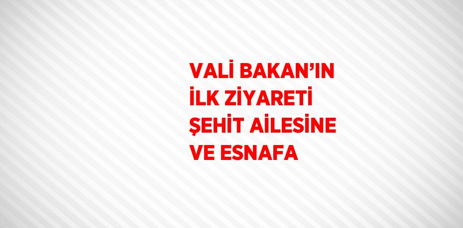 VALİ BAKAN’IN İLK ZİYARETİ ŞEHİT AİLESİNE VE ESNAFA