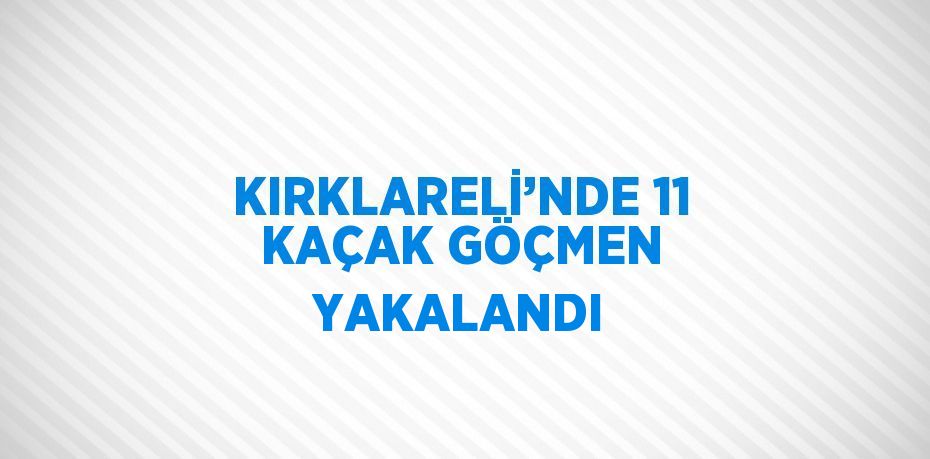 KIRKLARELİ’NDE 11 KAÇAK GÖÇMEN YAKALANDI