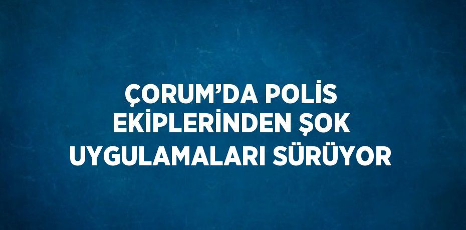 ÇORUM’DA POLİS EKİPLERİNDEN ŞOK UYGULAMALARI SÜRÜYOR