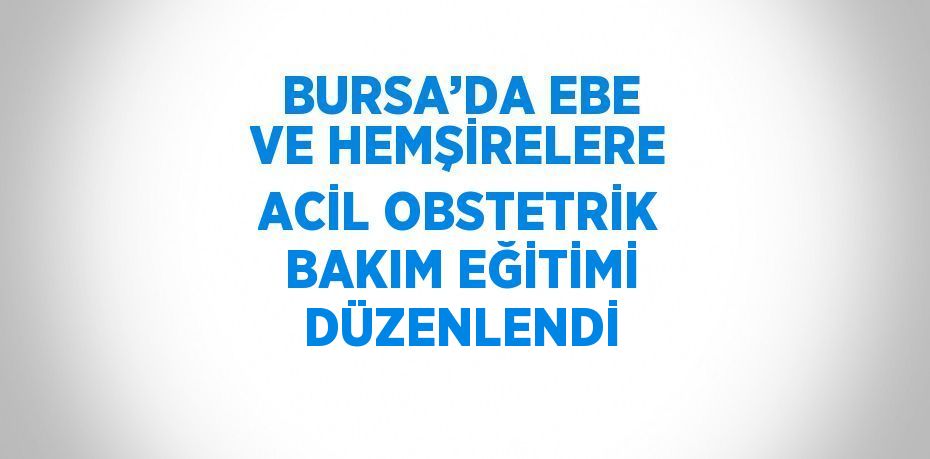 BURSA’DA EBE VE HEMŞİRELERE ACİL OBSTETRİK BAKIM EĞİTİMİ DÜZENLENDİ