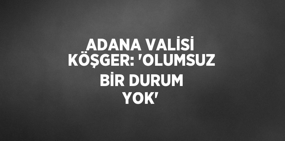 ADANA VALİSİ KÖŞGER: 'OLUMSUZ BİR DURUM YOK'