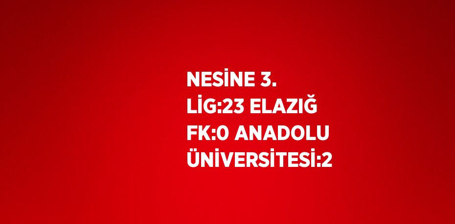 NESİNE 3. LİG:23 ELAZIĞ FK:0 ANADOLU ÜNİVERSİTESİ:2