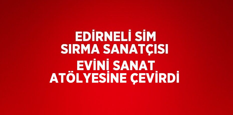 EDİRNELİ SİM SIRMA SANATÇISI EVİNİ SANAT ATÖLYESİNE ÇEVİRDİ