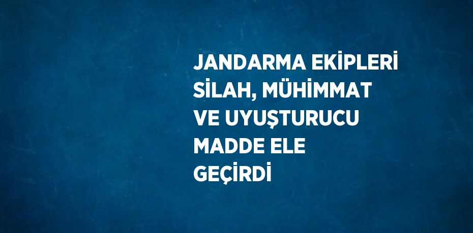 JANDARMA EKİPLERİ SİLAH, MÜHİMMAT VE UYUŞTURUCU MADDE ELE GEÇİRDİ