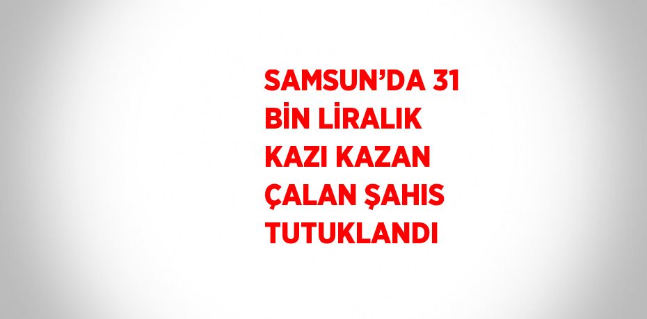 SAMSUN’DA 31 BİN LİRALIK KAZI KAZAN ÇALAN ŞAHIS TUTUKLANDI