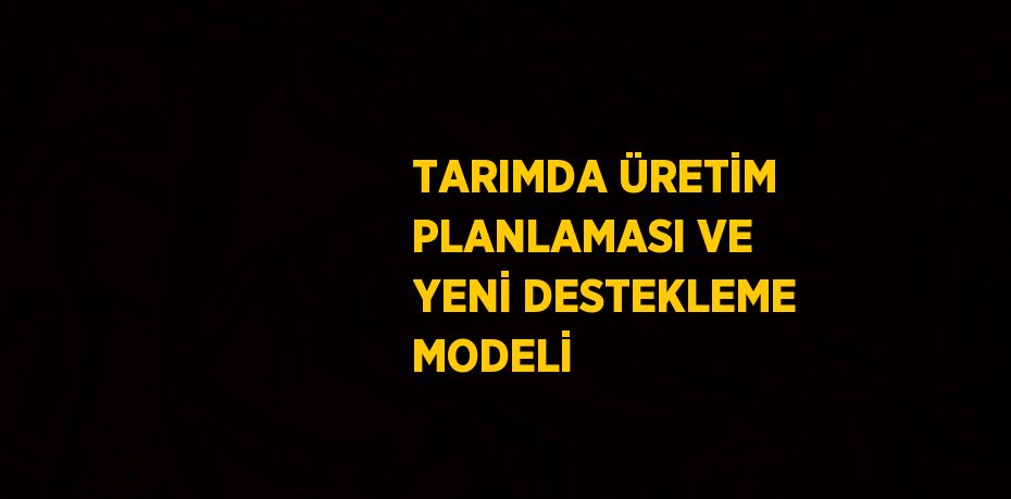 TARIMDA ÜRETİM PLANLAMASI VE YENİ DESTEKLEME MODELİ