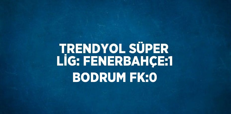 TRENDYOL SÜPER LİG: FENERBAHÇE:1 BODRUM FK:0