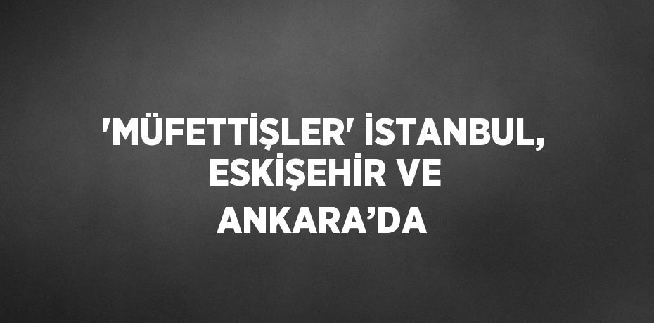 'MÜFETTİŞLER' İSTANBUL, ESKİŞEHİR VE ANKARA’DA