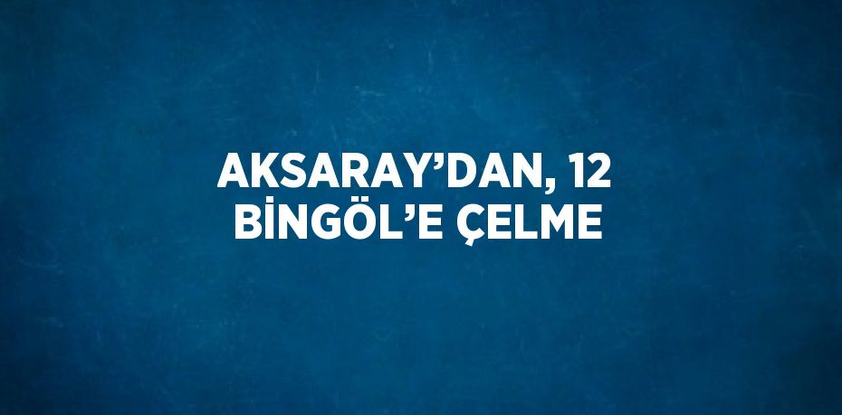 AKSARAY’DAN, 12 BİNGÖL’E ÇELME