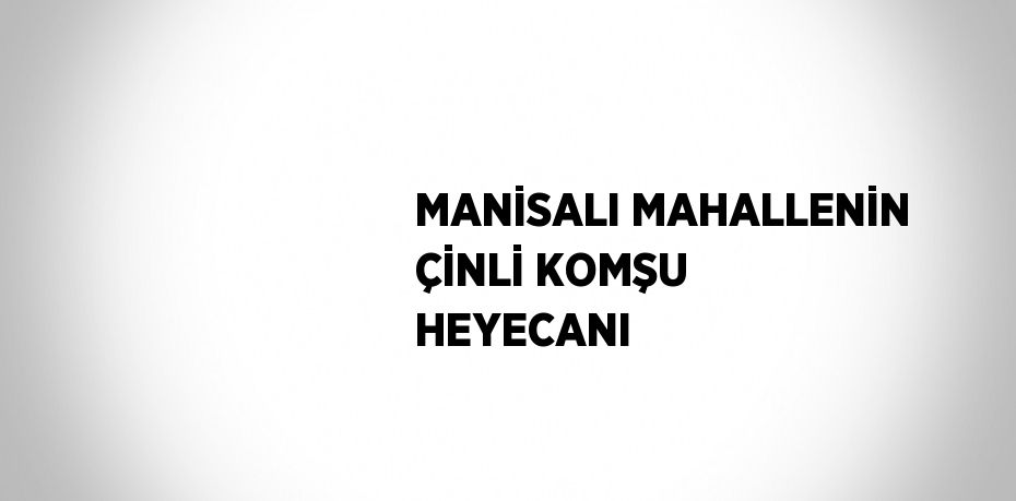 MANİSALI MAHALLENİN ÇİNLİ KOMŞU HEYECANI