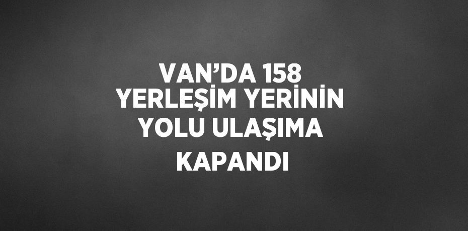 VAN’DA 158 YERLEŞİM YERİNİN YOLU ULAŞIMA KAPANDI