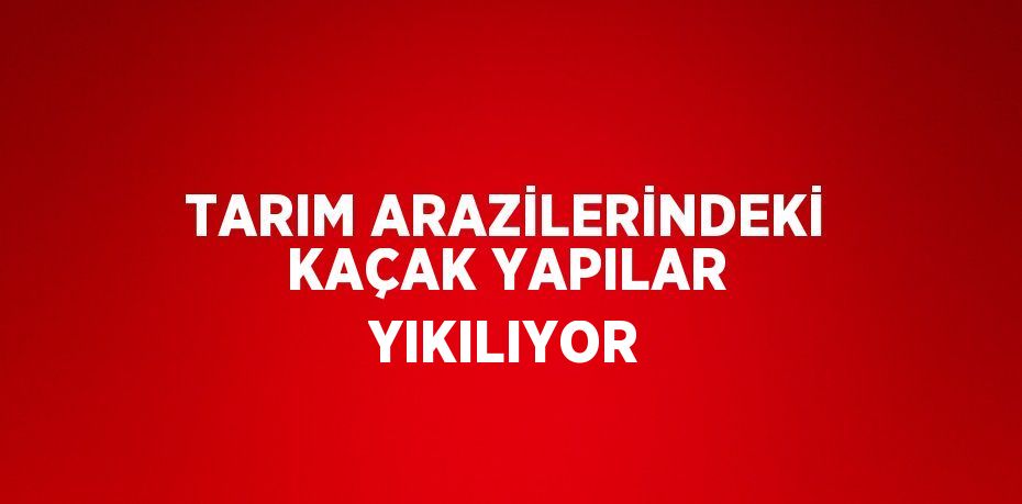 TARIM ARAZİLERİNDEKİ KAÇAK YAPILAR YIKILIYOR