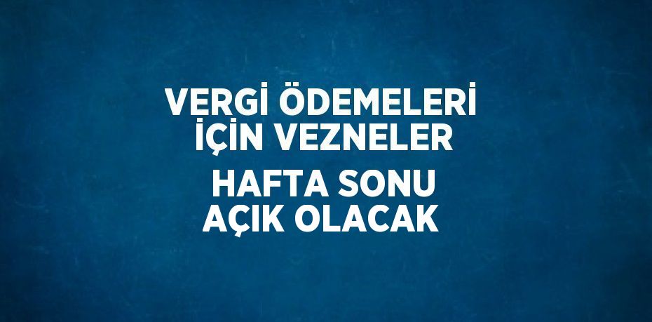 VERGİ ÖDEMELERİ İÇİN VEZNELER HAFTA SONU AÇIK OLACAK