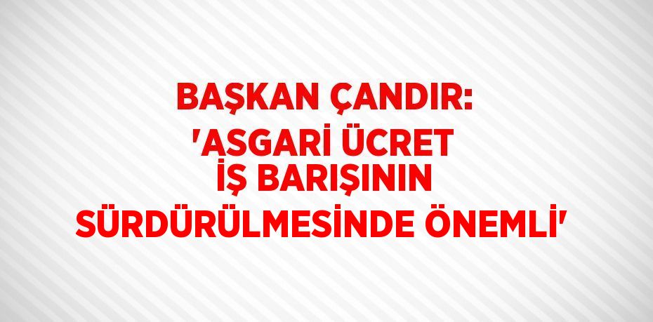 BAŞKAN ÇANDIR: 'ASGARİ ÜCRET İŞ BARIŞININ SÜRDÜRÜLMESİNDE ÖNEMLİ'