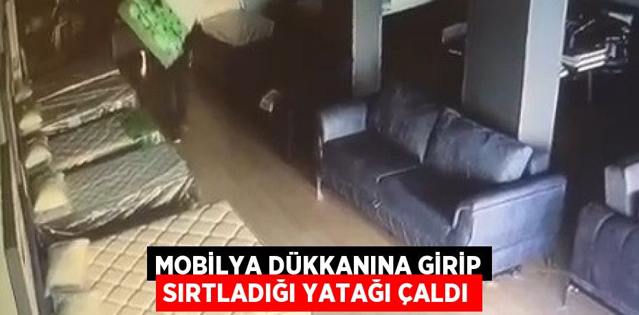 MOBİLYA DÜKKANINA GİRİP SIRTLADIĞI YATAĞI ÇALDI