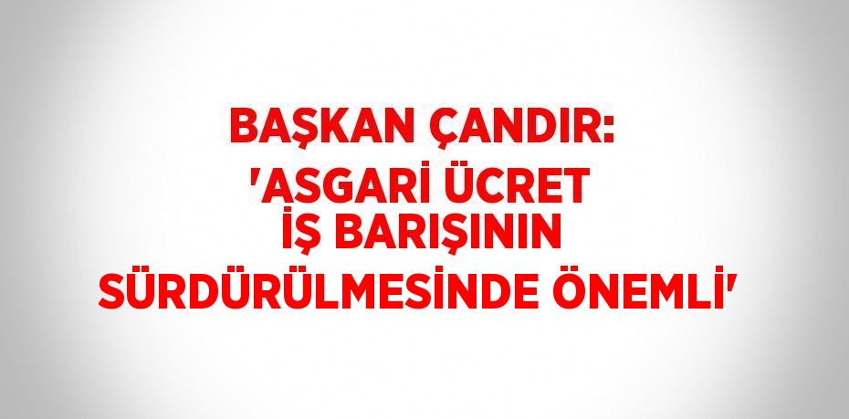 BAŞKAN ÇANDIR: 'ASGARİ ÜCRET İŞ BARIŞININ SÜRDÜRÜLMESİNDE ÖNEMLİ'