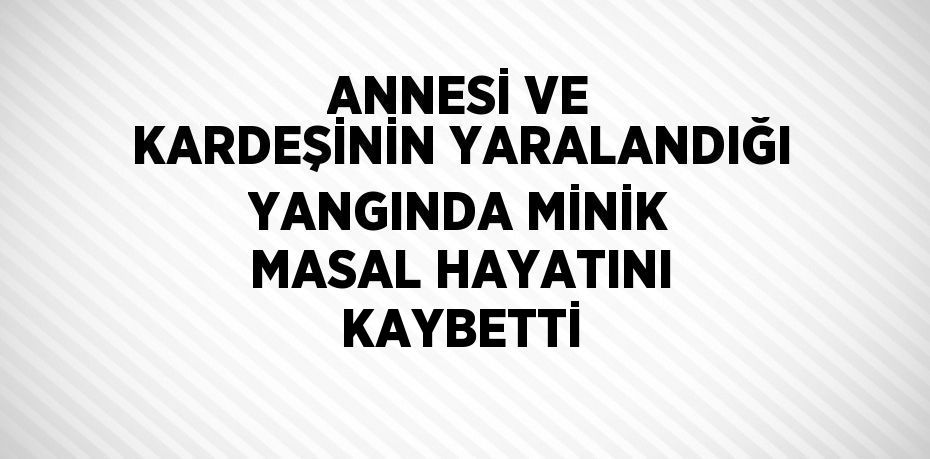 ANNESİ VE KARDEŞİNİN YARALANDIĞI YANGINDA MİNİK MASAL HAYATINI KAYBETTİ