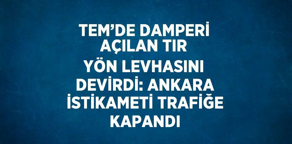 TEM’DE DAMPERİ AÇILAN TIR YÖN LEVHASINI DEVİRDİ: ANKARA İSTİKAMETİ TRAFİĞE KAPANDI