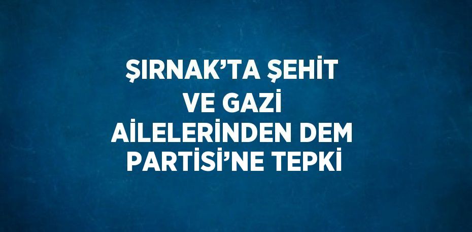 ŞIRNAK’TA ŞEHİT VE GAZİ AİLELERİNDEN DEM PARTİSİ’NE TEPKİ