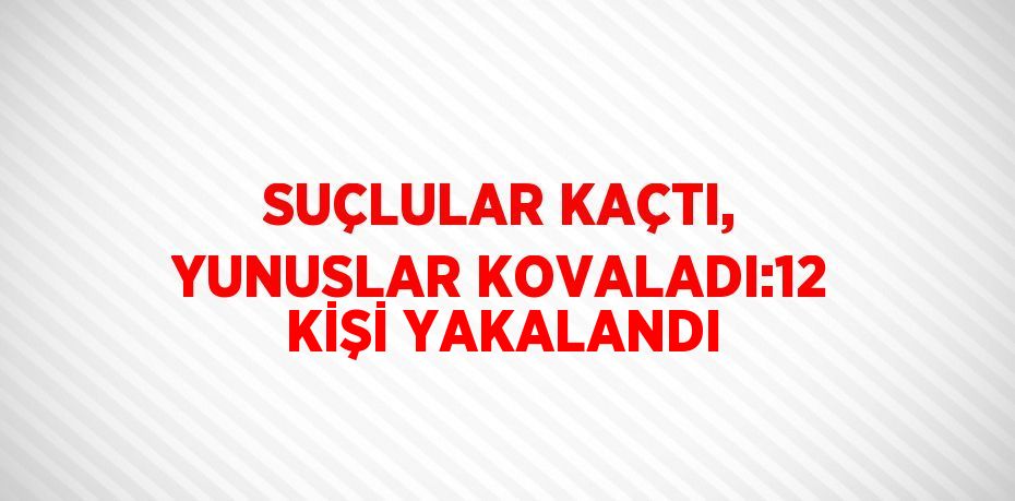 SUÇLULAR KAÇTI, YUNUSLAR KOVALADI:12 KİŞİ YAKALANDI