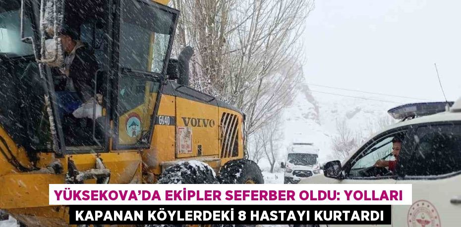 YÜKSEKOVA’DA EKİPLER SEFERBER OLDU: YOLLARI KAPANAN KÖYLERDEKİ 8 HASTAYI KURTARDI