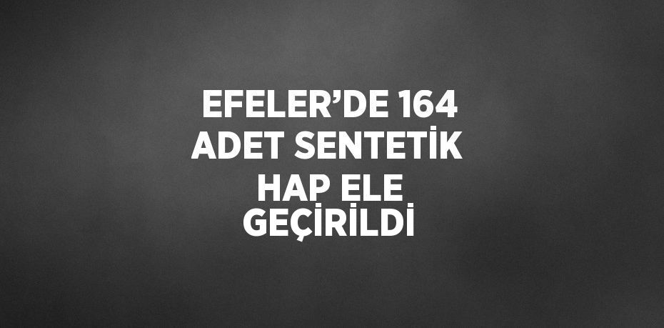 EFELER’DE 164 ADET SENTETİK HAP ELE GEÇİRİLDİ