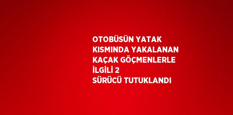 OTOBÜSÜN YATAK KISMINDA YAKALANAN KAÇAK GÖÇMENLERLE İLGİLİ 2 SÜRÜCÜ TUTUKLANDI