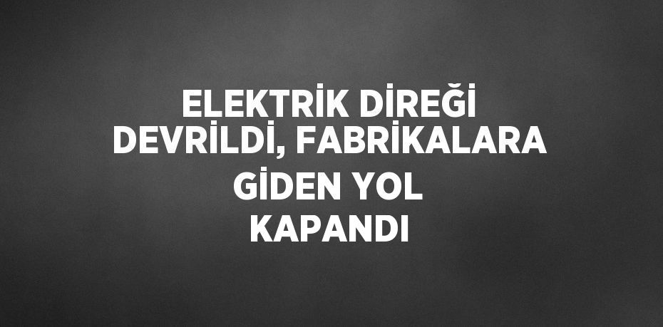 ELEKTRİK DİREĞİ DEVRİLDİ, FABRİKALARA GİDEN YOL KAPANDI