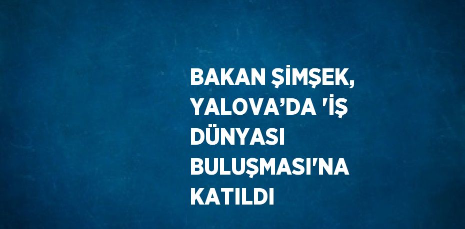 BAKAN ŞİMŞEK, YALOVA’DA 'İŞ DÜNYASI BULUŞMASI'NA KATILDI