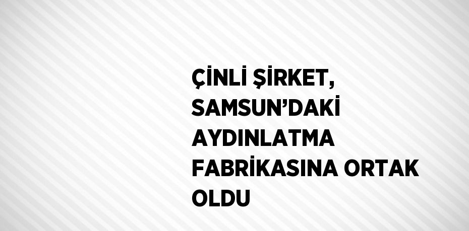 ÇİNLİ ŞİRKET, SAMSUN’DAKİ AYDINLATMA FABRİKASINA ORTAK OLDU
