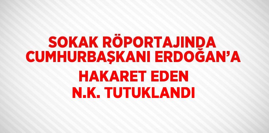 SOKAK RÖPORTAJINDA CUMHURBAŞKANI ERDOĞAN’A HAKARET EDEN N.K. TUTUKLANDI