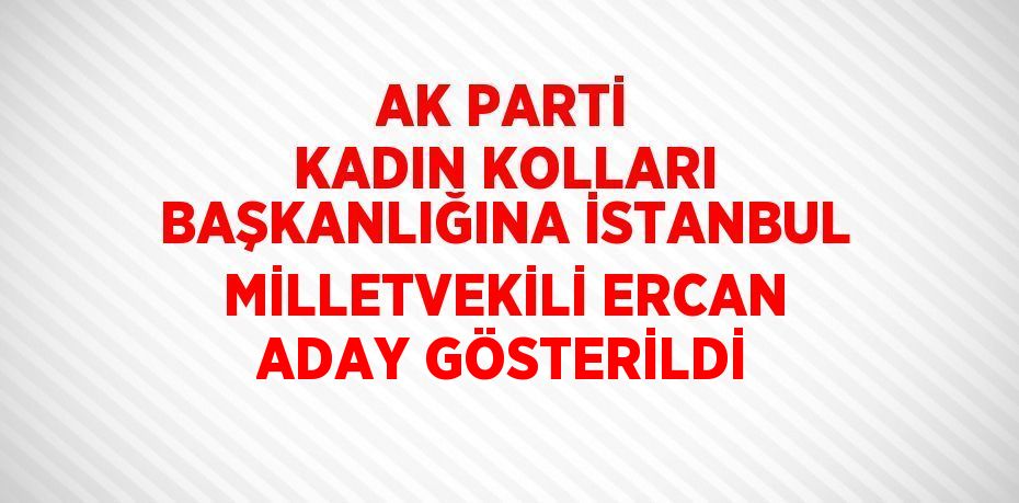 AK PARTİ KADIN KOLLARI BAŞKANLIĞINA İSTANBUL MİLLETVEKİLİ ERCAN ADAY GÖSTERİLDİ