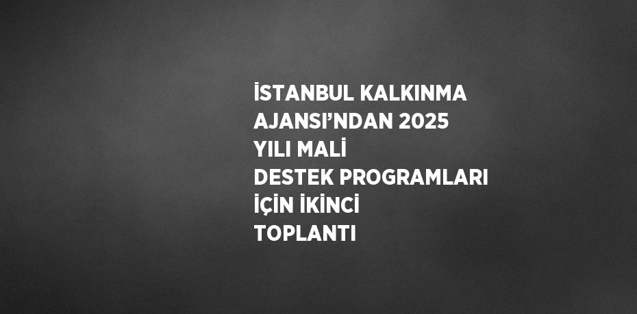 İSTANBUL KALKINMA AJANSI’NDAN 2025 YILI MALİ DESTEK PROGRAMLARI İÇİN İKİNCİ TOPLANTI