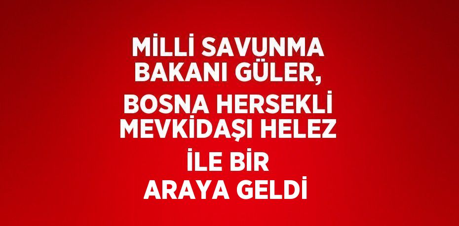 MİLLİ SAVUNMA BAKANI GÜLER, BOSNA HERSEKLİ MEVKİDAŞI HELEZ İLE BİR ARAYA GELDİ