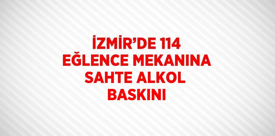 İZMİR’DE 114 EĞLENCE MEKANINA SAHTE ALKOL BASKINI