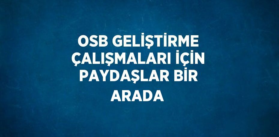 OSB GELİŞTİRME ÇALIŞMALARI İÇİN PAYDAŞLAR BİR ARADA