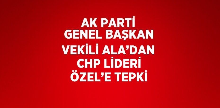 AK PARTİ GENEL BAŞKAN VEKİLİ ALA’DAN CHP LİDERİ ÖZEL’E TEPKİ