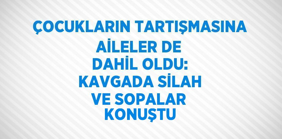 ÇOCUKLARIN TARTIŞMASINA AİLELER DE DAHİL OLDU: KAVGADA SİLAH VE SOPALAR KONUŞTU